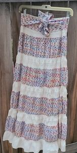 Zara Rainbow Ruffled Maxiskirt With Belt NWT